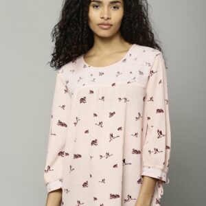 Marks  Spencer Women Peach Printed Top