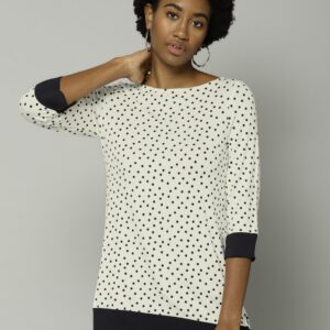 Marks  Spencer Women Off-White  Black Printed Top