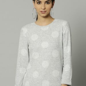 Marks  Spencer Women Grey Printed Round Neck T-shirt