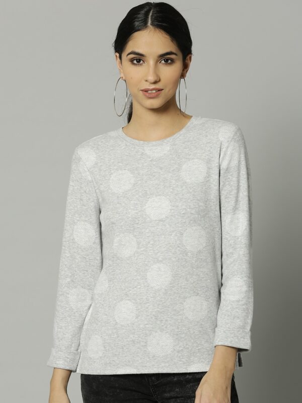 Marks  Spencer Women Grey Printed Round Neck T-shirt