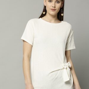 Marks  Spencer Women Off-White Solid Top