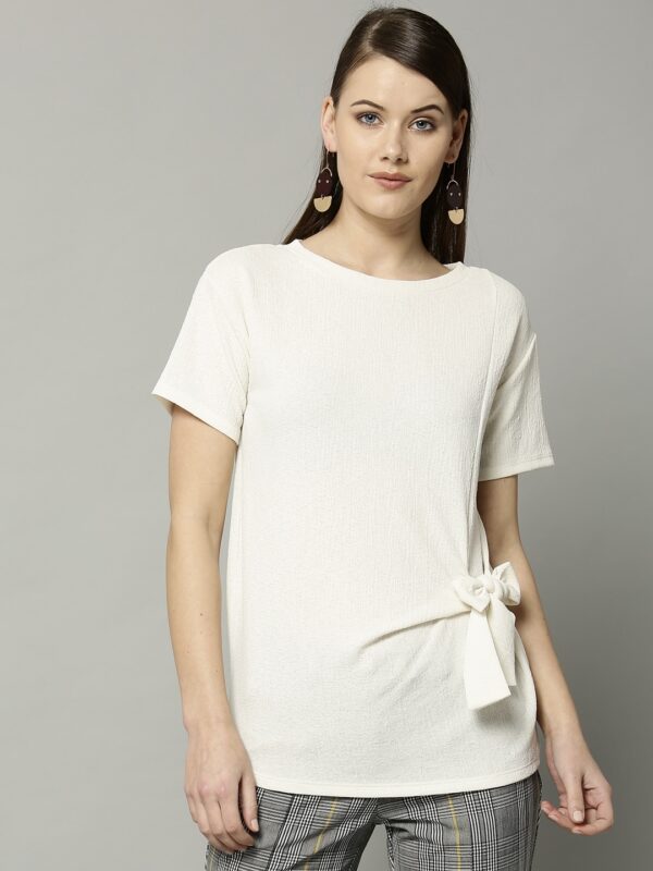 Marks  Spencer Women Off-White Solid Top