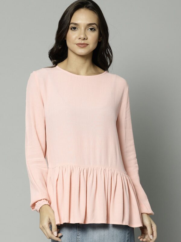 Marks  Spencer Women Pink Solid Peplum Top