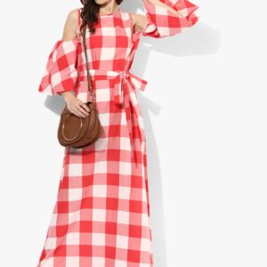 MIAMINX Red Checked Maxi Dress