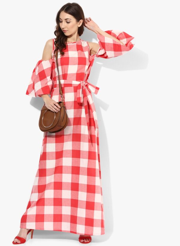 MIAMINX Red Checked Maxi Dress