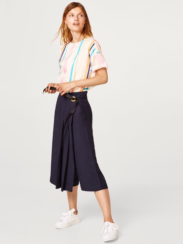 ESPRIT Women Navy Blue Regular Fit Solid Layered Culottes