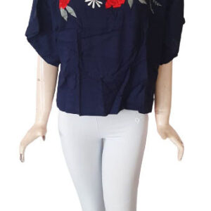 Navy Blue Self Design Blouse