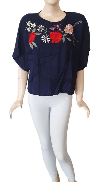 Navy Blue Self Design Blouse