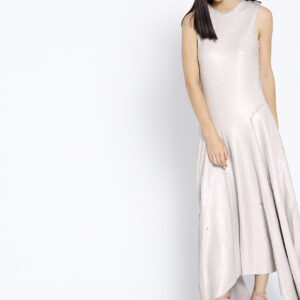 MANGO Women Grey Sequinned Maxi Dress