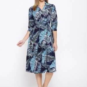 Miss Bennett Women Blue Printed Wrap Dress