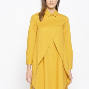 Miss Bennett Women Mustard Yellow Solid Wrap Dress