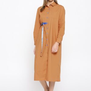 Miss Bennett Women Brown Solid Shirt Dress