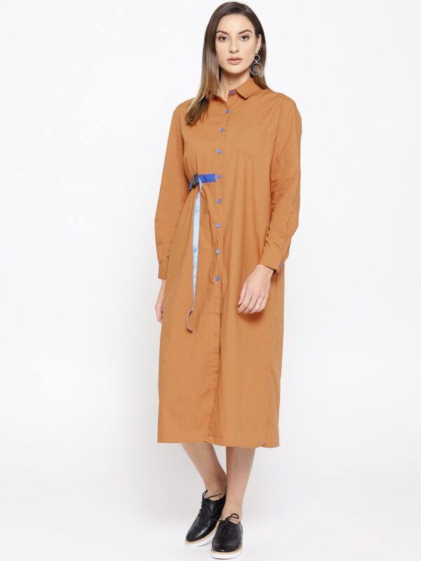 Miss Bennett Women Brown Solid Shirt Dress