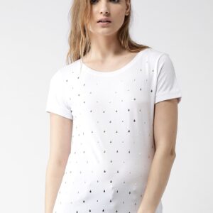 Metersbonwe White Embellished T-shirt