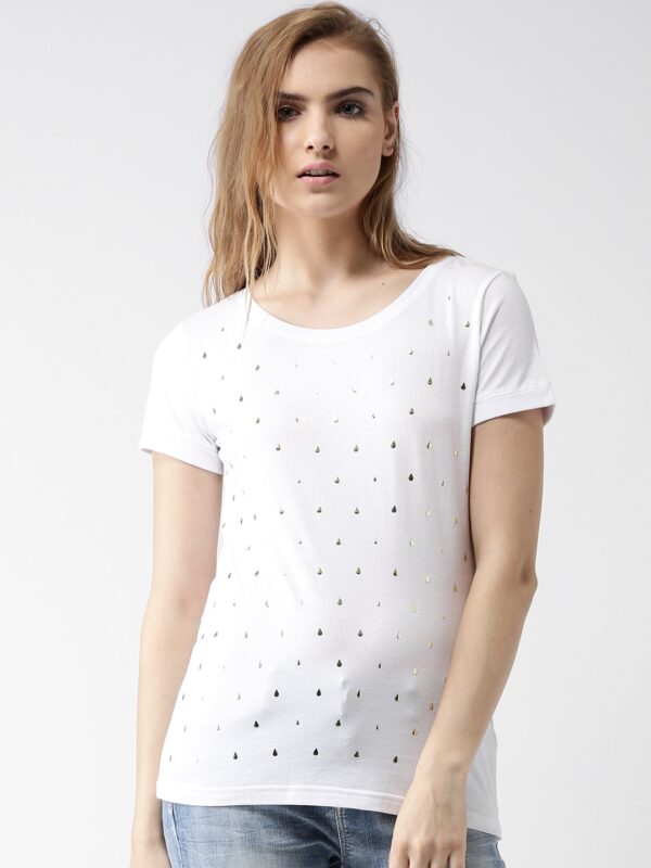 Metersbonwe White Embellished T-shirt