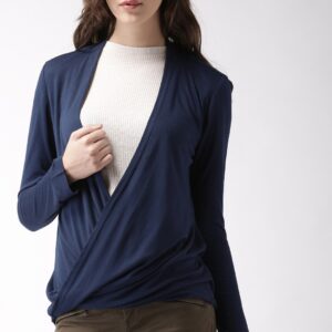 Ms.Taken Women Navy Solid Regular Top