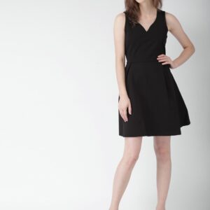 Mast  Harbour Women Black Solid Fit and Flare Dress