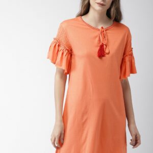 Mast  Harbour Women Orange Solid A-Line Dress