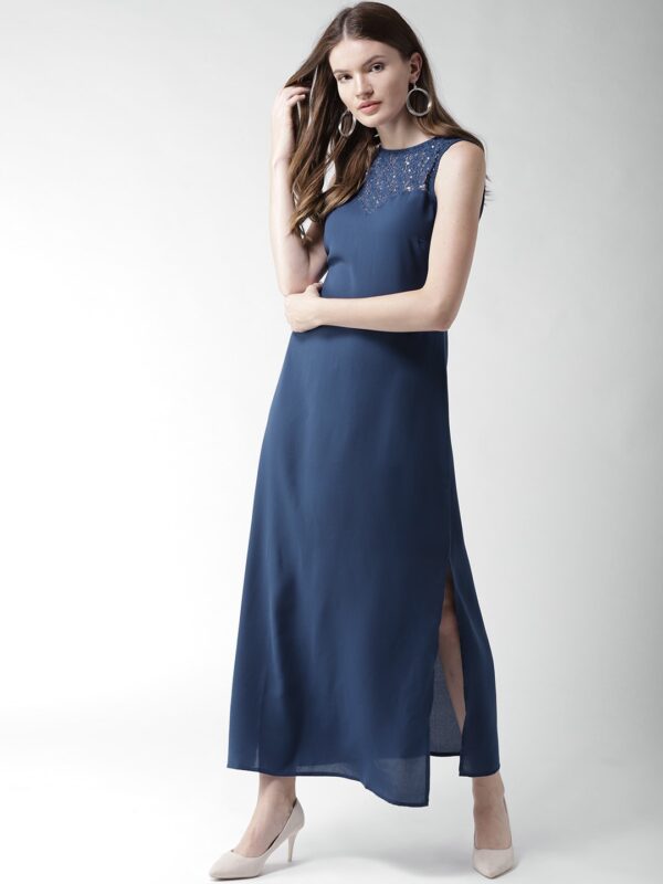 Mast  Harbour Women Navy Blue Solid Solid Maxi Dress