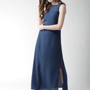 Mast  Harbour Women Navy Blue Solid Solid Maxi Dress