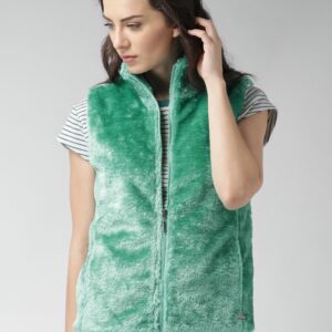 Mast  Harbour Sea Green Faux-Fur Sleeveless Jacket