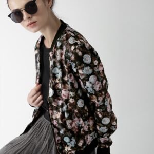 Mast  Harbour Women Black Printed Bomber