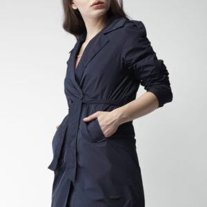 Mast  Harbour Women Navy Blue Solid Duster Jacket