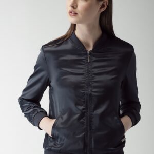 Mast  Harbour Women Navy Blue Solid Bomber