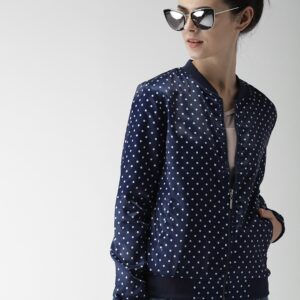 Mast  Harbour Women Navy Blue Printed Bomber