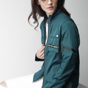 Mast  Harbour Women Teal Blue Solid Tailored Jacket