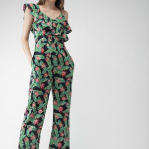 Mast  Harbour Navy Blue  Green Printed Basic Jumpsuit