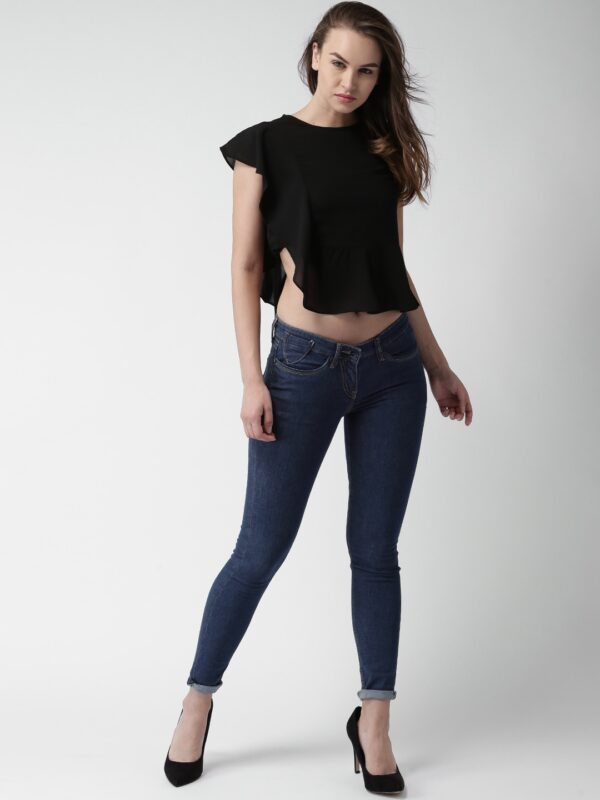 Mast  Harbour Women Black Solid Crop Top