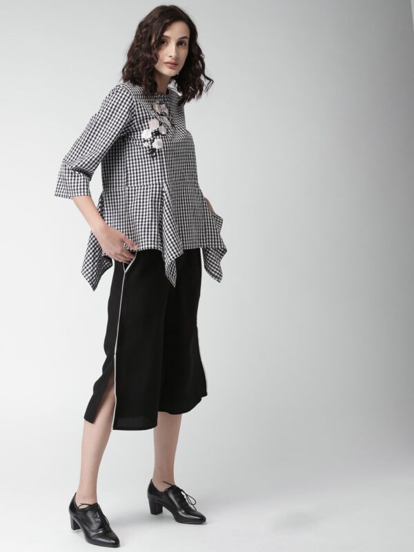 Mast  Harbour Women Black  White Checked Peplum Top