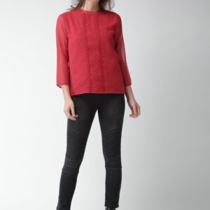 Mast  Harbour Women Red Self Design Top