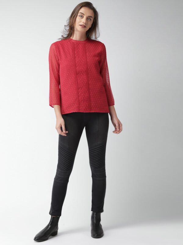 Mast  Harbour Women Red Self Design Top