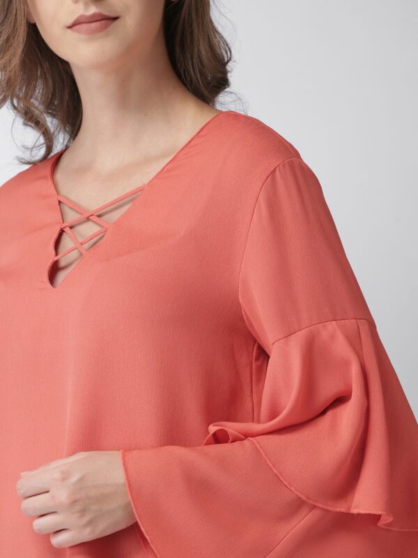 Mast  Harbour Women Coral Pink Solid Top