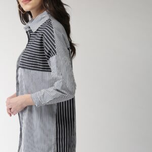 Mast  Harbour Women White  Regular Fit Striped Casual Shirt