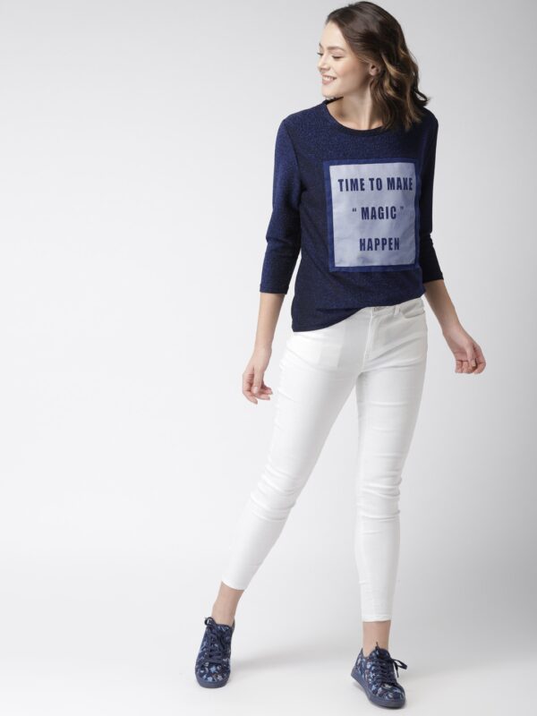 Mast  Harbour Women Blue Printed Shimmer Top