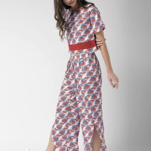 Mast  Harbour Women Red  White Printed Parallel Trousers