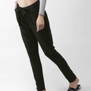 Mast  Harbour Women Black Regular Fit Solid Trousers