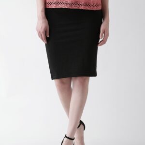 New Look Black Self-Striped Pencil Skirt