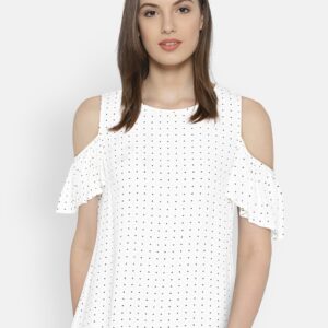 New Look Women Off-White Dot Print Top