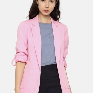 ONLY Women Pink Solid Open Front Jacket