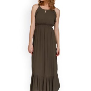 ONLY Women Olive Green Solid Maxi Dress