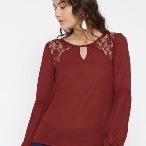 ONLY Women Rust Red Solid Top