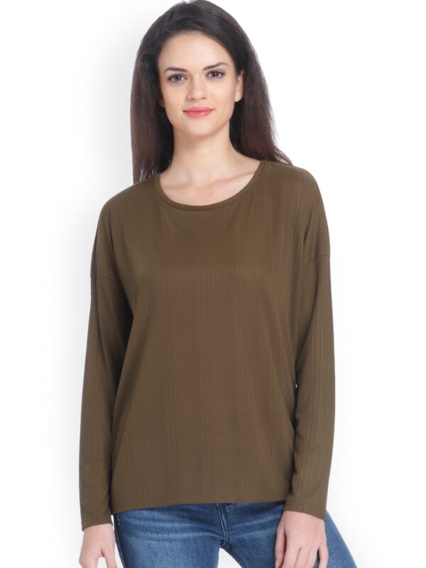 ONLY Women Olive Green Solid Styled Back Top