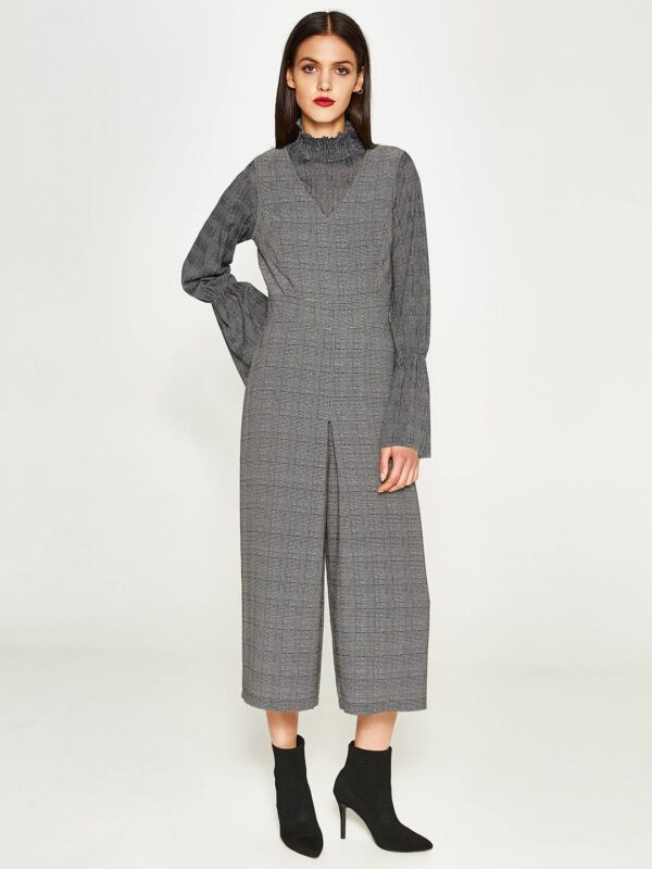 OVS Black  Off-White Checked Culotte Jumpsuit