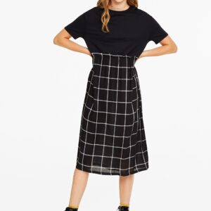 OVS Women Black Checked Midi A-Line Dress