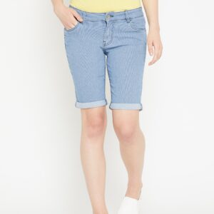 OVS Women Blue Solid Regular Fit Denim Shorts