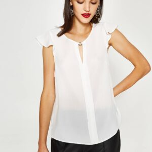 OVS Women Off-White Sheer Top